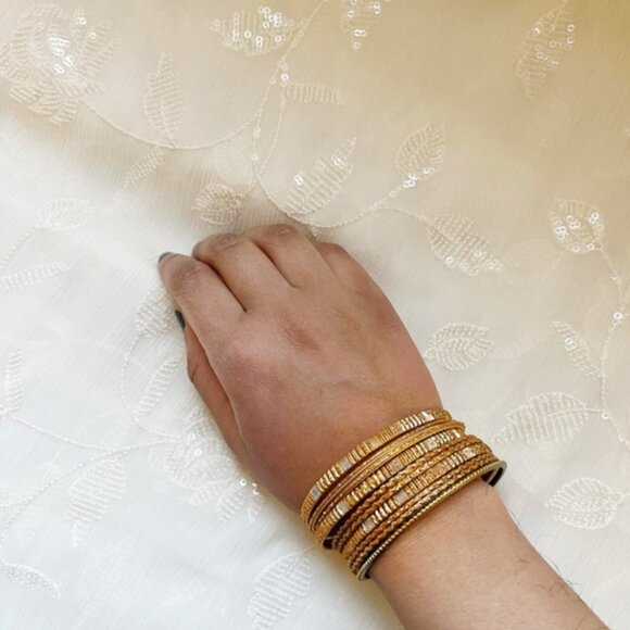 Jewelry - Antique Gold brass Glitter bangles Indian Party Jewelry Set